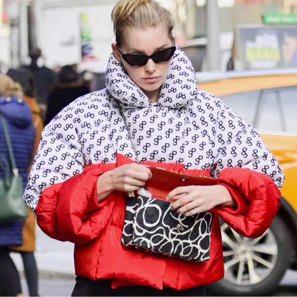 Stylish Red and White Puffer Jacket